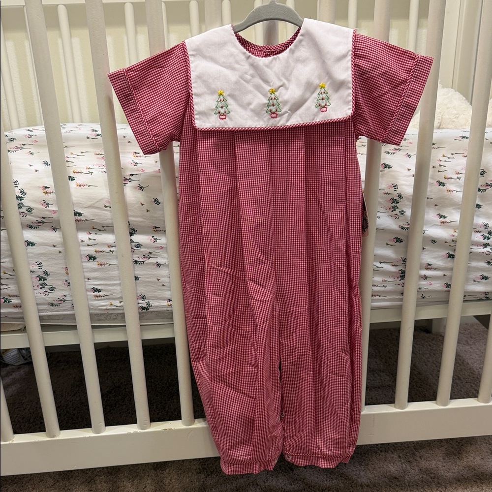 Red Checkered boys Christmas jumper with embroidery detail 18 months
